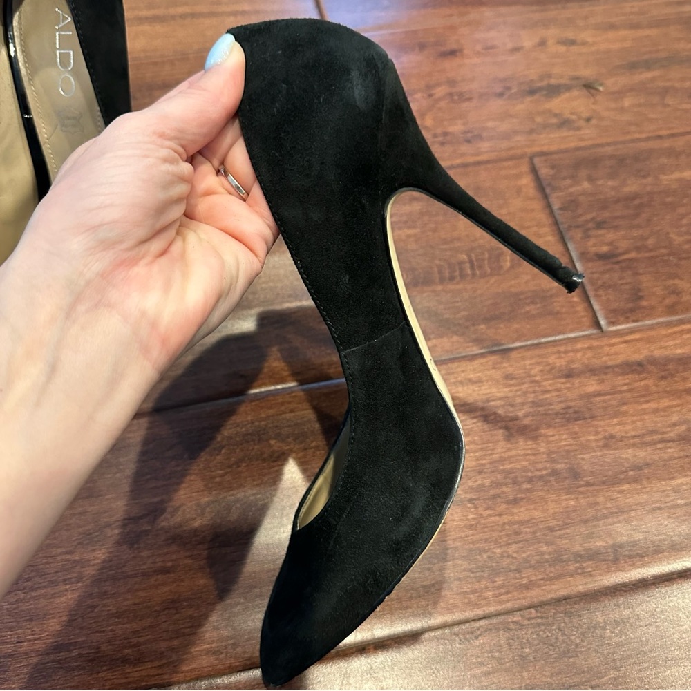ALDO Black Genuine Suede Pumps with Original Box - Size 38 - Picture 11 of 16